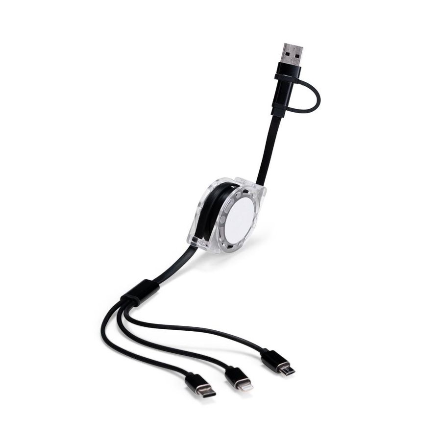 Cabo Retrátil 3 em 1 com Adaptador